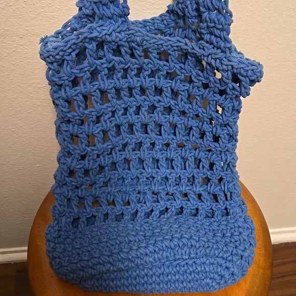 J. Crew Blue Crochet Tote Bag - Picture 3 of 4